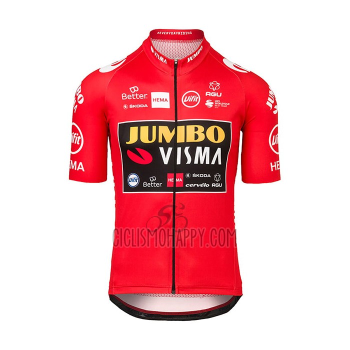 Jumbo Visma Cycling Jersey Bib Short 2021 Short Sleeve Red